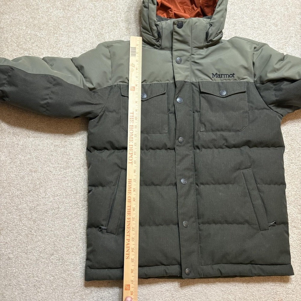 Marmot Fordham 700 Down Puffer Jacket Mens Medium Green Hooded Winter Gorp - Picture 7 of 16